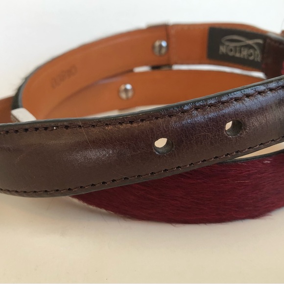 Red, brown, tan and black Brighton leather belt silver buckle Size 30 - Picture 2 of 5